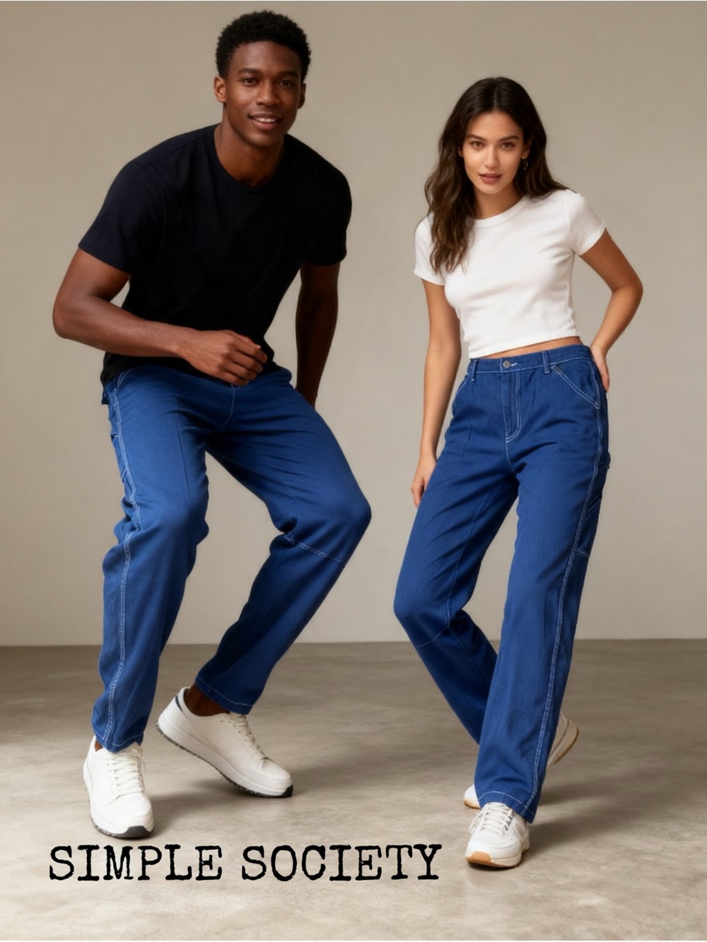 SIMPLE SOCIETY 
Men's Blue Casual Work Jeans